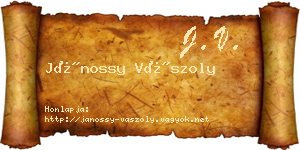 Jánossy Vászoly névjegykártya